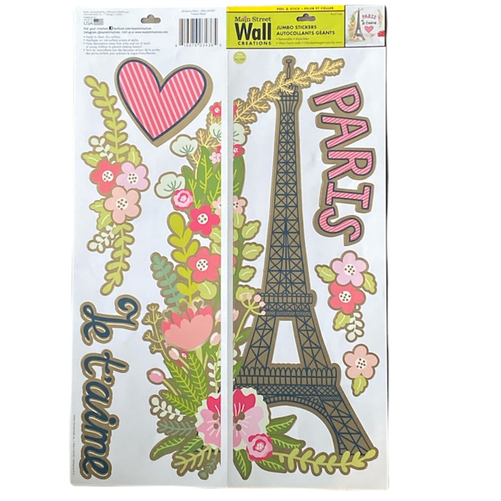 ( 3 ) Paris Eiffel Tower wall decal. France French Theme House Decor Poodle